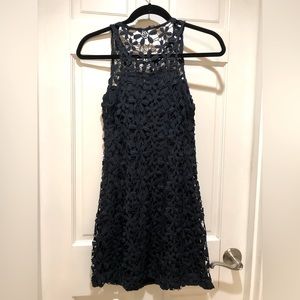 HOLLISTER Navy Floral Crochet Shift Dress NWT